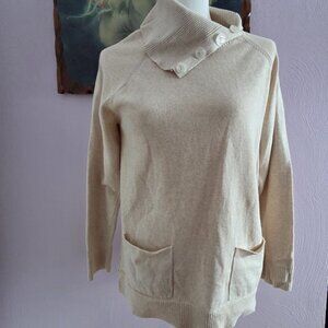 Jeanne Pierre Cowl Neck Women's Heather Oatmeal Pullover Sweater Size L